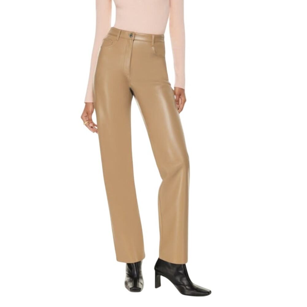 Wilfred Faux Leather Melina Pants Saville Tan High Rise Straight Off Duty Chic